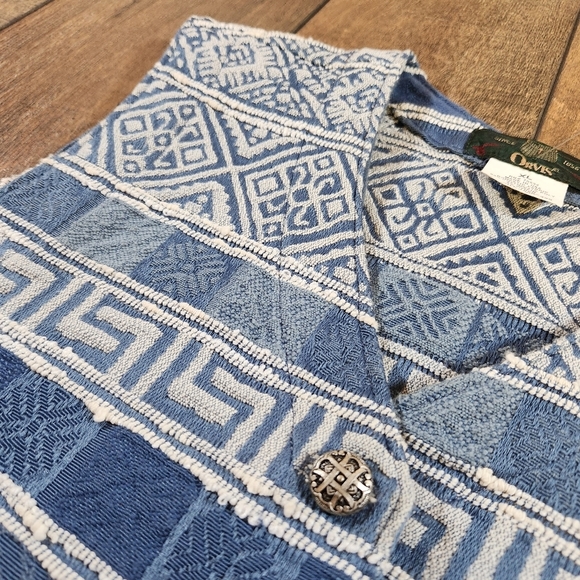 Orvis Vintage Tapestry Vest XL Blue Aztec Southwestern USA Deadstock 80s 90s VTG - Picture 2 of 8